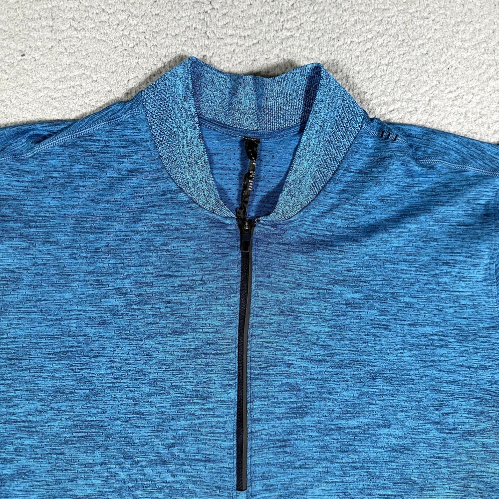 Lululemon Shirt Mens XL Blue Metal Vent 1/4 Zip Pullover Running Wicking Logo